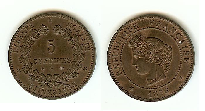 5 centimes Cérès 1876 Paris SPL